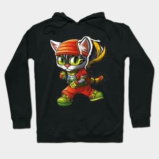 Run in Style with a Cool Cartoon Cat in Streetwear and Sneakers Hoodie